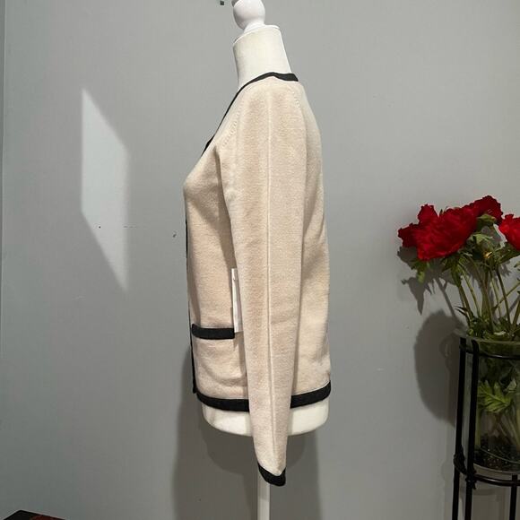 NEW CW Academia Wool V-neck Oversized Cardigan Sweater Cream Charcoal Sz… - Picture 7 of 16